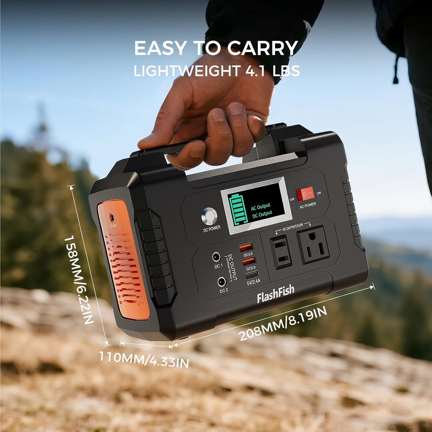 200W Portable Solar Power Station – 151Wh Backup Generator with 110V AC Outlet, 2 DC Ports & 3 USB Ports | Camping, Home & Emergency Use