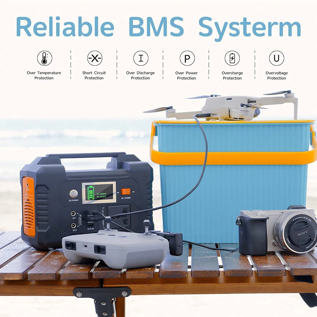 E200 Portable Power Station 200W Solar Generator 151WH Battery AC DC Outdoor Camera Drone Power Supply Solar Charge