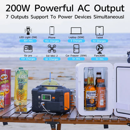 E200 Portable Power Station 200W Solar Generator 151WH Battery AC DC Outdoor Camera Drone Power Supply Solar Charge