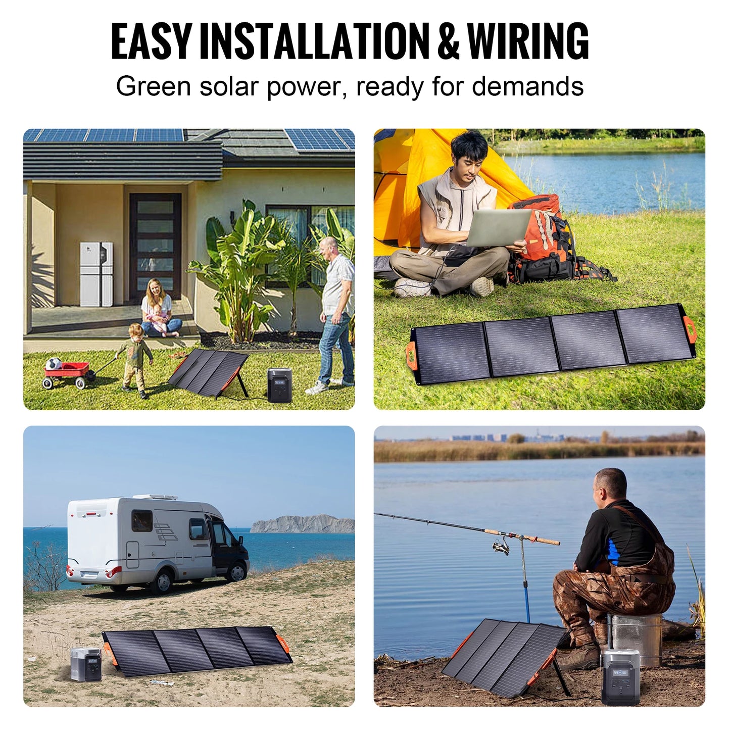 Portable Monocrystalline Solar Panel Foldable ETFE Charger Efficiency Panel Waterproof for Power Station Camping Hiking