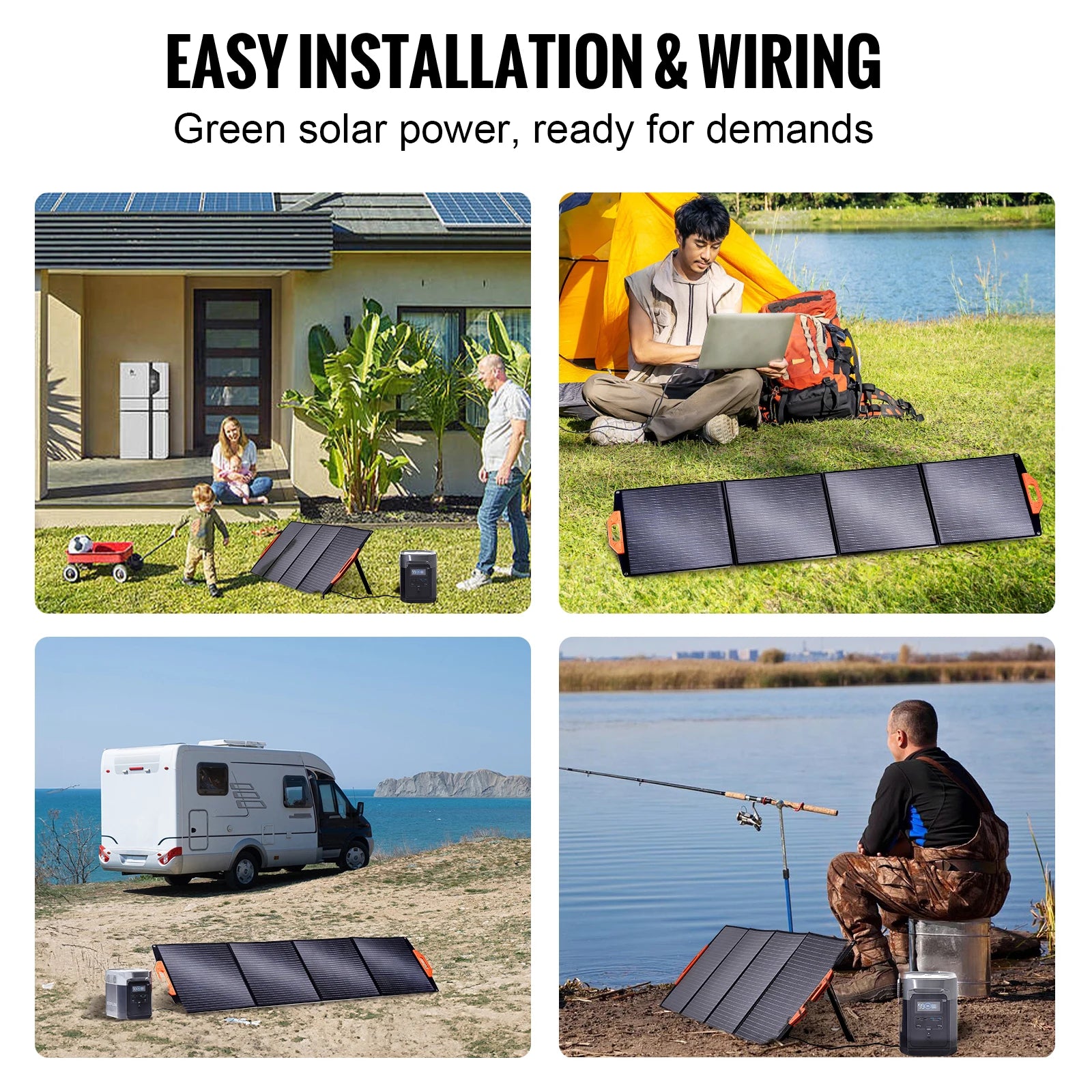 Portable Monocrystalline Solar Panel Foldable ETFE Charger Efficiency Panel Waterproof for Power Station Camping Hiking