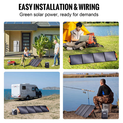 Portable Monocrystalline Solar Panel Foldable ETFE Charger Efficiency Panel Waterproof for Power Station Camping Hiking