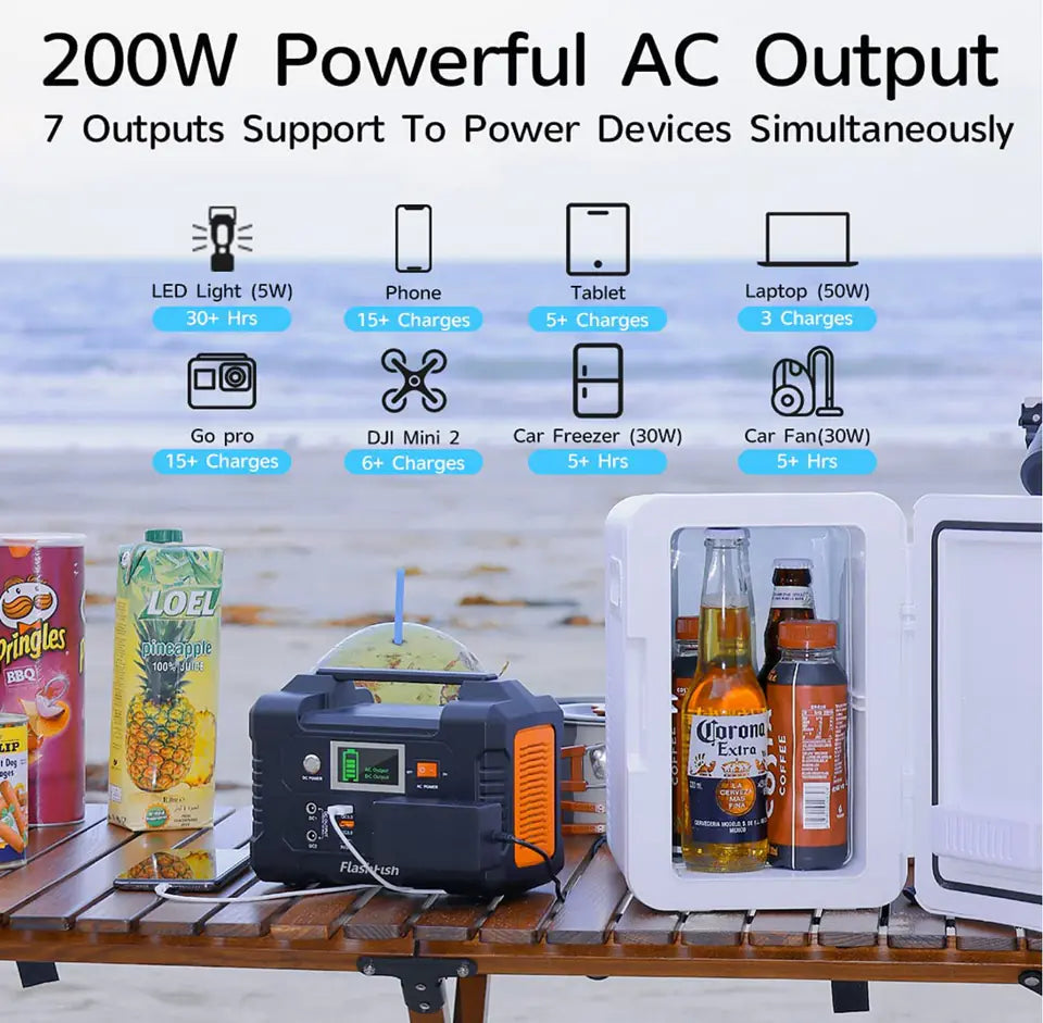 FlashFish 200W Portable Solar Power Station (40,800mAh, Emergency Backup Generator)