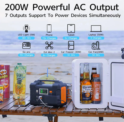 FlashFish 200W Portable Solar Power Station (40,800mAh, Emergency Backup Generator)